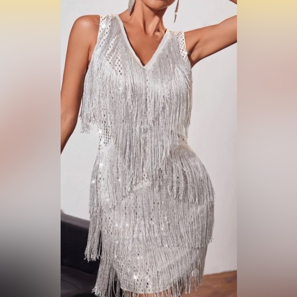 Silver fringe dress